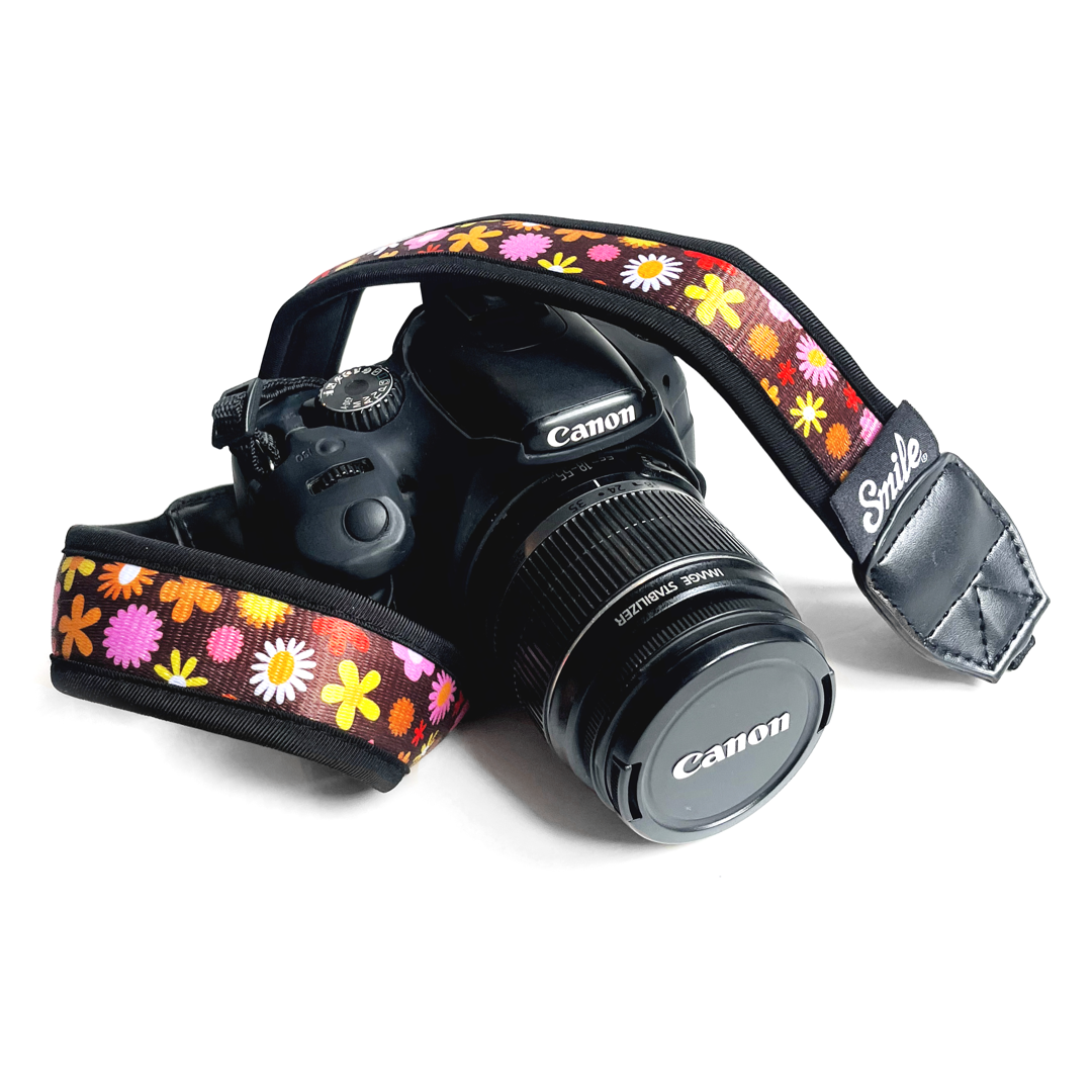 HANG UP! Correa para todo tipo de Cámara Fotográfica, Réflex, DSLR, Mirrorless MARRÓN Flores RETRO