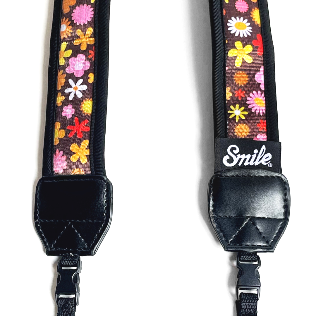 HANG UP! Correa para todo tipo de Cámara Fotográfica, Réflex, DSLR, Mirrorless MARRÓN Flores RETRO