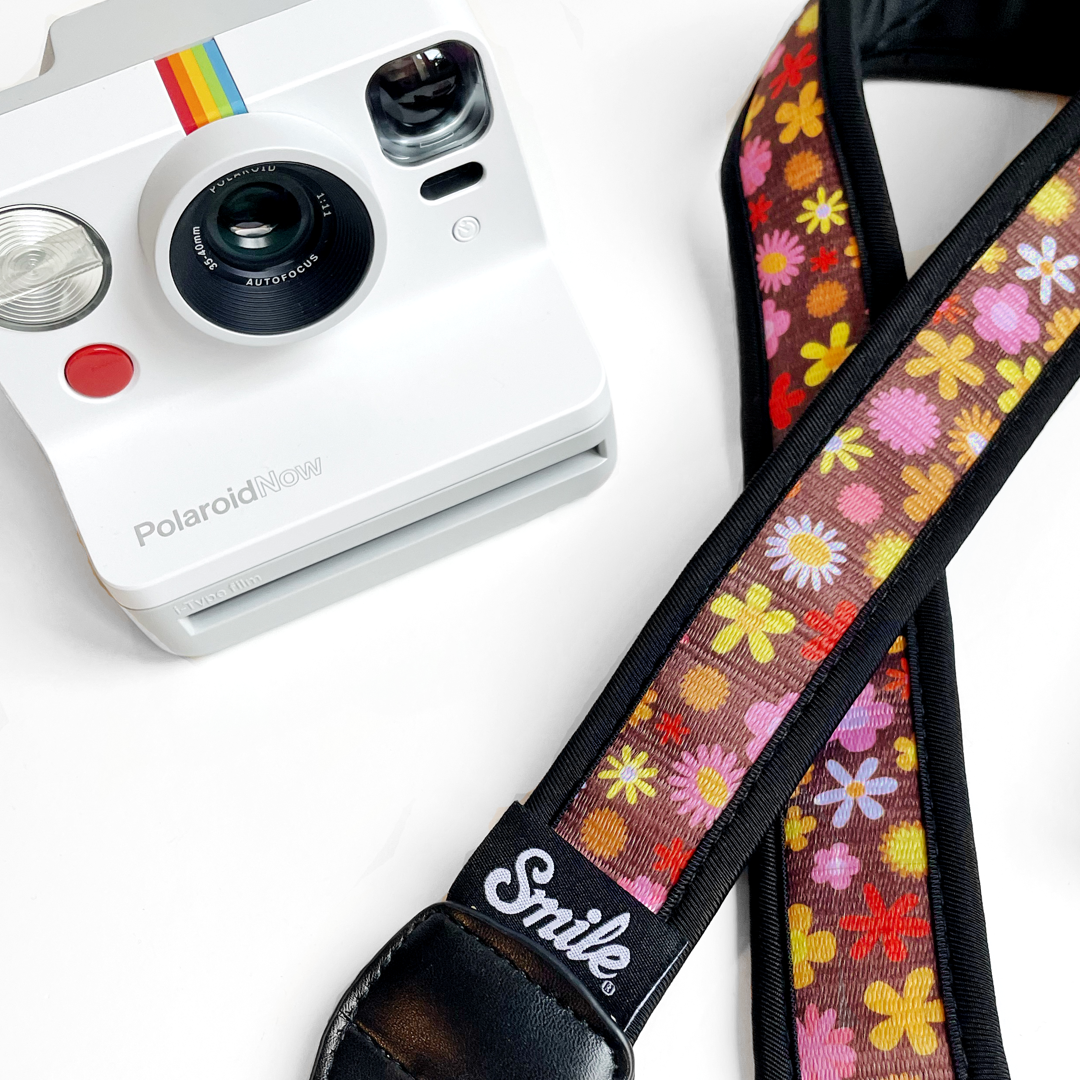 HANG UP! Correa para todo tipo de Cámara Fotográfica, Réflex, DSLR, Mirrorless MARRÓN Flores RETRO